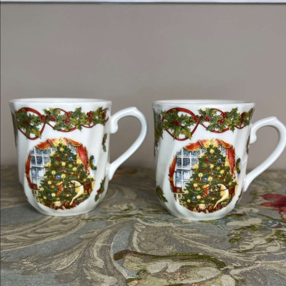Queen’s “Christmas morning” cups. Made in England.